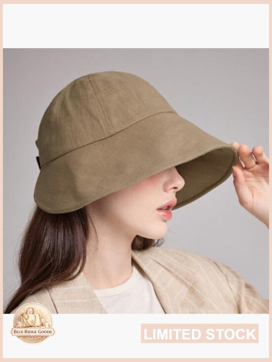 Linen Blend Victorian Bonnet Hat Sun Cap Foldable Summer Visor Adjustable Brim main image 5